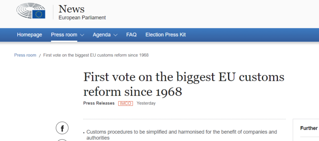 The official European Parliament website for news on customs reform